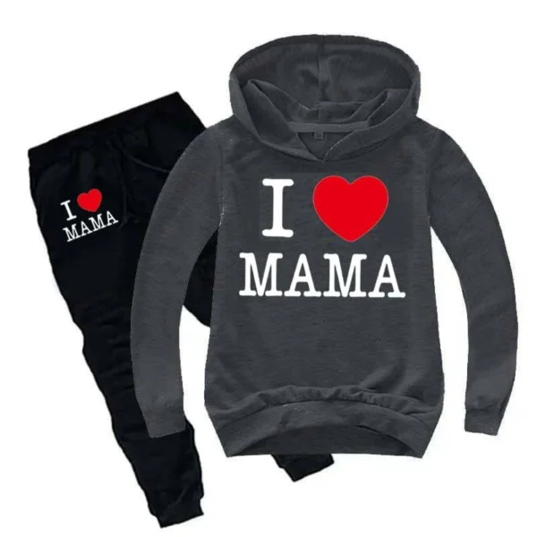 Trendy Shop I Love MAMA Kids Hoodie Style Winter Tracksuit - Image 5