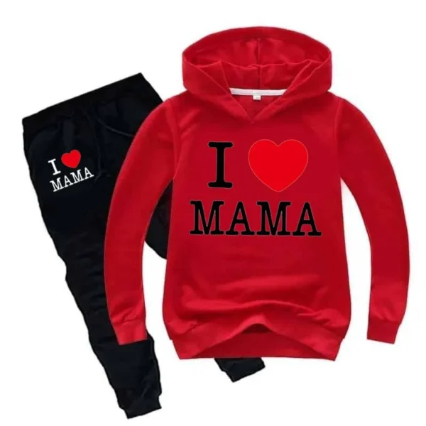 Trendy Shop I Love MAMA Kids Hoodie Style Winter Tracksuit - Image 4