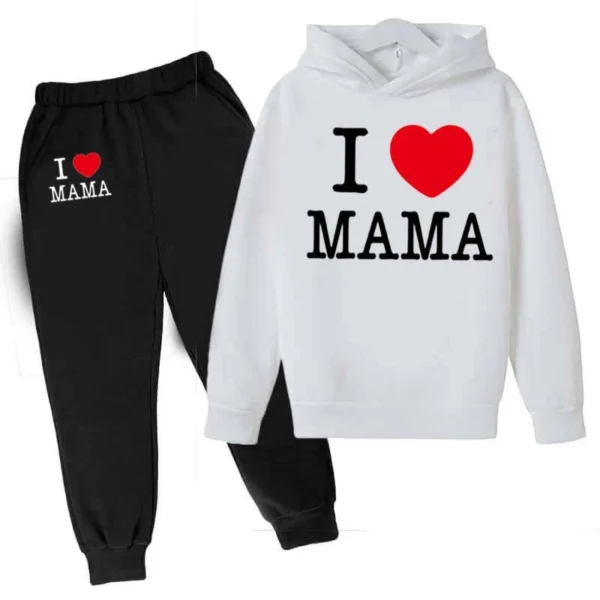 Trendy Shop I Love MAMA Kids Hoodie Style Winter Tracksuit - Image 7