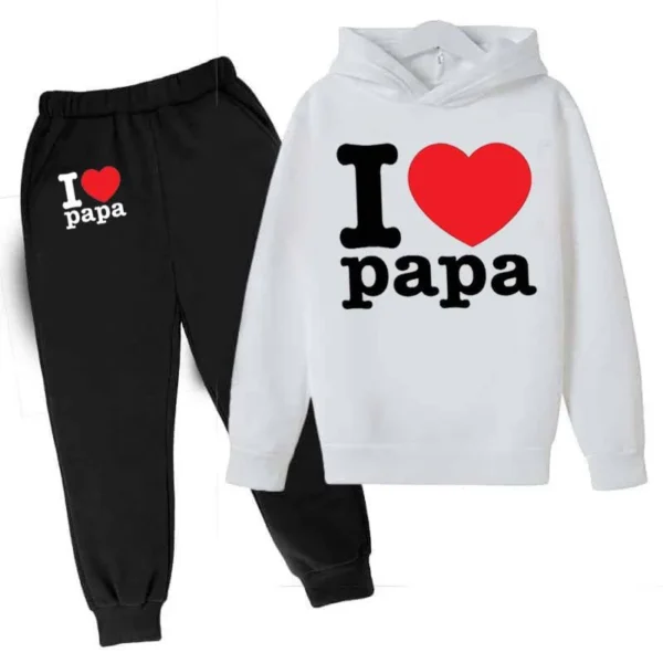 Trendy Shop  I Love PAPA Kids Hoodie Style Winter Tracksuit - Image 7