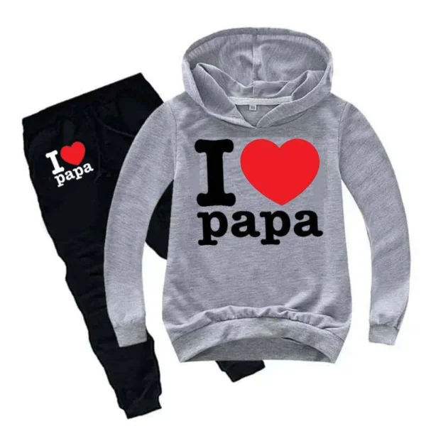 Trendy Shop  I Love PAPA Kids Hoodie Style Winter Tracksuit