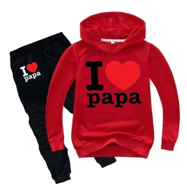 Trendy Shop  I Love PAPA Kids Hoodie Style Winter Tracksuit - Image 6