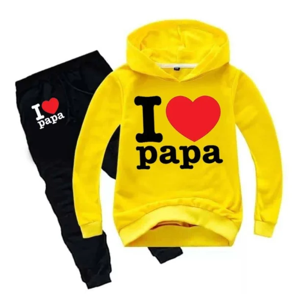 Trendy Shop  I Love PAPA Kids Hoodie Style Winter Tracksuit - Image 2