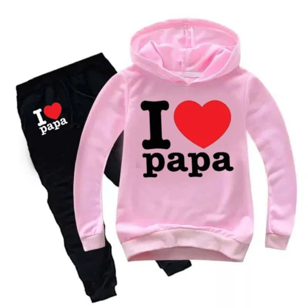 Trendy Shop  I Love PAPA Kids Hoodie Style Winter Tracksuit - Image 3