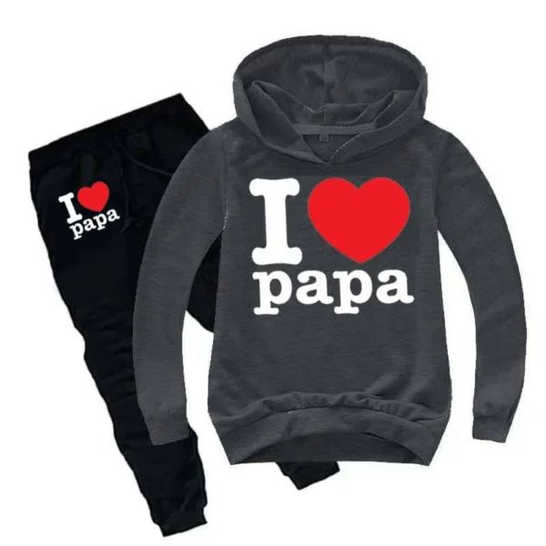 Trendy Shop  I Love PAPA Kids Hoodie Style Winter Tracksuit - Image 8