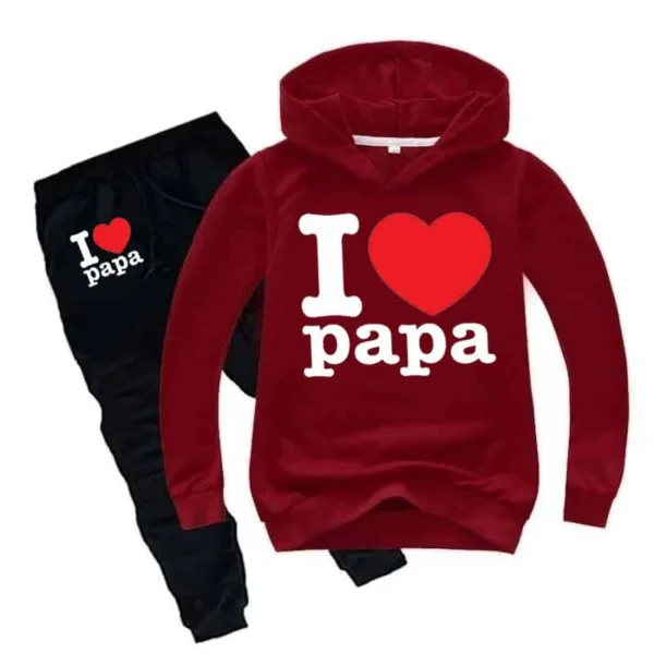 Trendy Shop  I Love PAPA Kids Hoodie Style Winter Tracksuit - Image 9