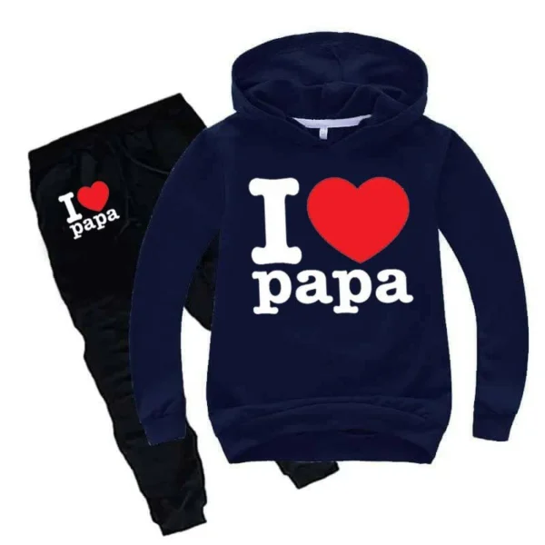 Trendy Shop  I Love PAPA Kids Hoodie Style Winter Tracksuit - Image 4