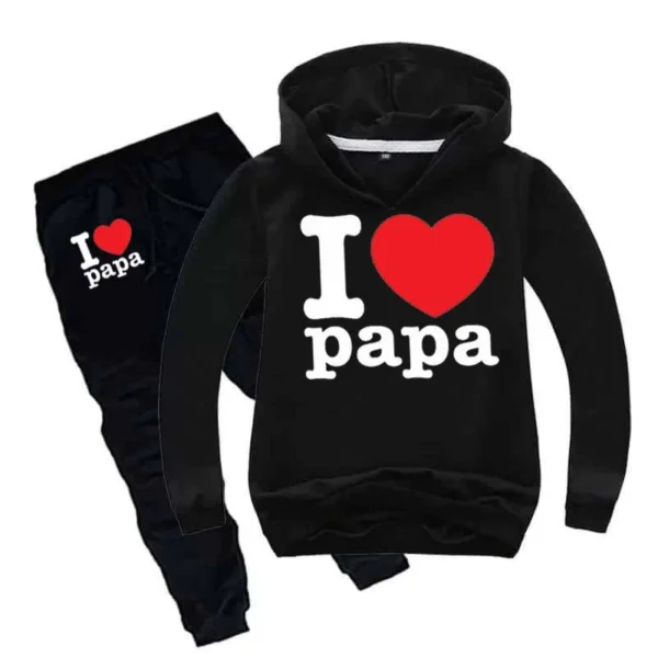 Trendy Shop  I Love PAPA Kids Hoodie Style Winter Tracksuit - Image 5