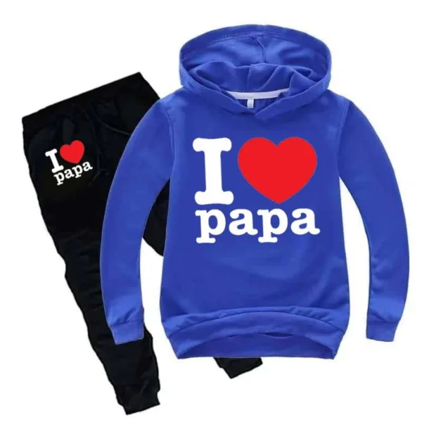 Trendy Shop  I Love PAPA Kids Hoodie Style Winter Tracksuit - Image 10