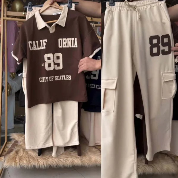 Cali-89 Collar Cargo Style Western 2-Pcs Summer Tracksuit For Her. WSTS-05 - Image 3