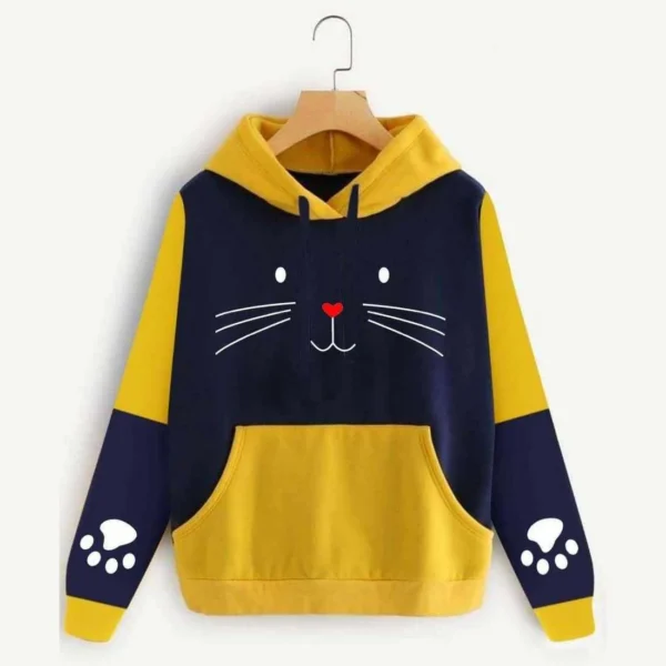 Trendy 2-Tone Style Printed Winter Hoodie For Her. - Image 2