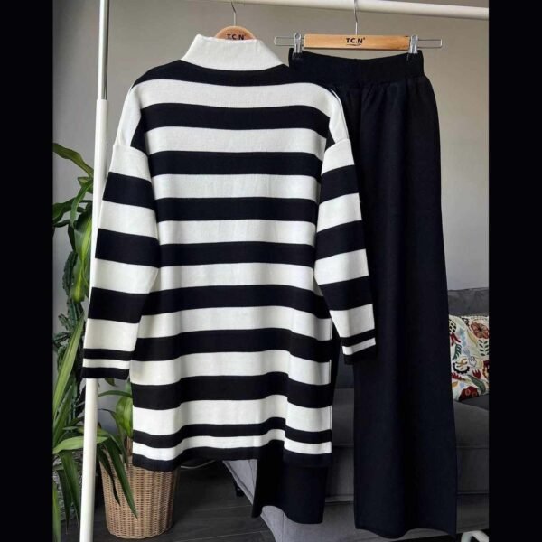 High Neck Stripe Printed Premium Quality Winter 2-Pcs Tracksuit For Her. WWTS-05 - Image 2