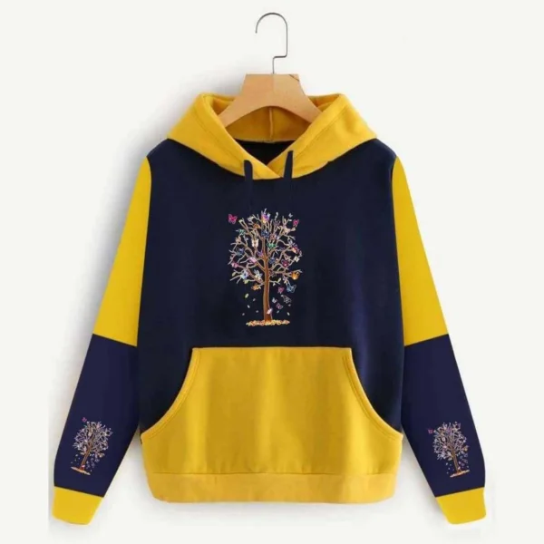 Trendy 2-Tone Style Printed Winter Hoodie For Her. - Image 4