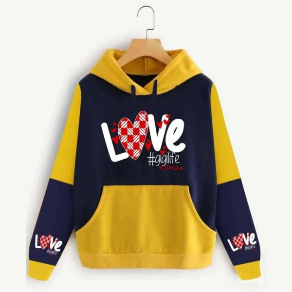Trendy 2-Tone Style Printed Winter Hoodie For Her. - Image 3