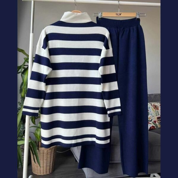 High Neck Stripe Printed Premium Quality Winter 2-Pcs Tracksuit For Her. WWTS-05 - Image 4