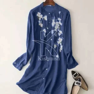 Denim Flower Embroidery Shirt For Winter's D-5.
