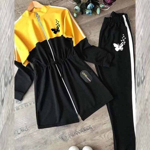 Butter-Fly Printed Dori Style Winter Tracksuit. - Image 2