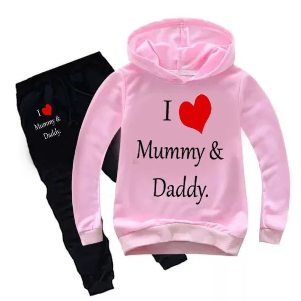 Trendy Shop Kids I love Mummy and Daddy Printed Hoodie Style Track-Suit.