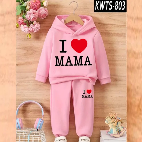 Trendy Shop  I love MAMA Kids Hoodie Style 2-Pcs Winter Track-Suit. KWTS-803