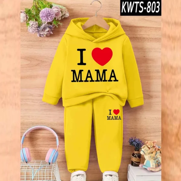 Trendy Shop  I love MAMA Kids Hoodie Style 2-Pcs Winter Track-Suit. KWTS-803 - Image 2