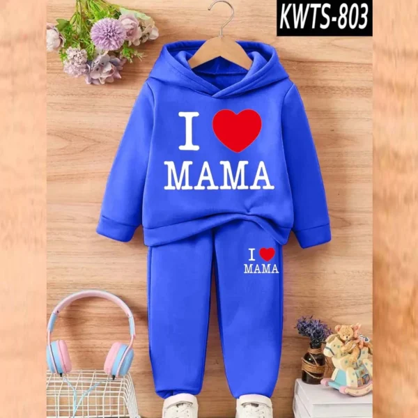 Trendy Shop  I love MAMA Kids Hoodie Style 2-Pcs Winter Track-Suit. KWTS-803 - Image 3
