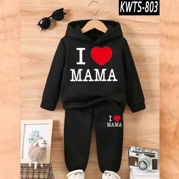 Trendy Shop  I love MAMA Kids Hoodie Style 2-Pcs Winter Track-Suit. KWTS-803 - Image 5