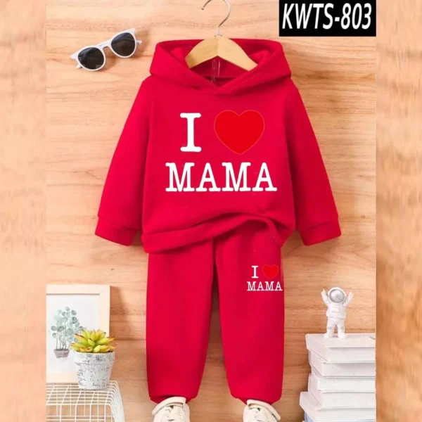Trendy Shop  I love MAMA Kids Hoodie Style 2-Pcs Winter Track-Suit. KWTS-803 - Image 4