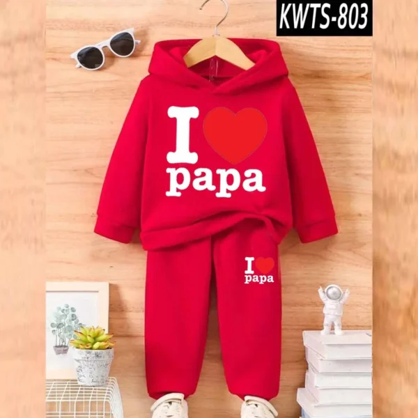 Trendy Shop  I love PAPA Kids Hoodie Style 2-Pcs Winter Track-Suit. KWTS-803