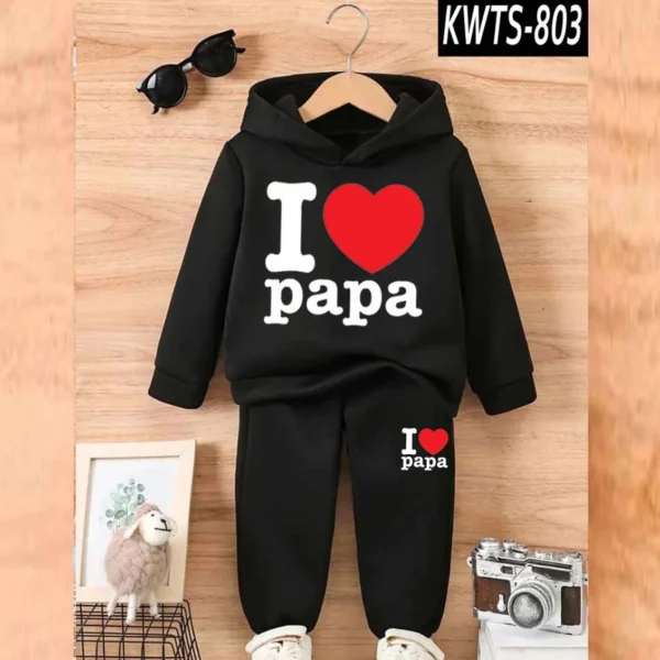 Trendy Shop  I love PAPA Kids Hoodie Style 2-Pcs Winter Track-Suit. KWTS-803 - Image 4