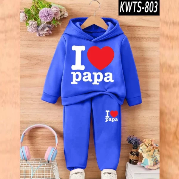 Trendy Shop  I love PAPA Kids Hoodie Style 2-Pcs Winter Track-Suit. KWTS-803 - Image 2