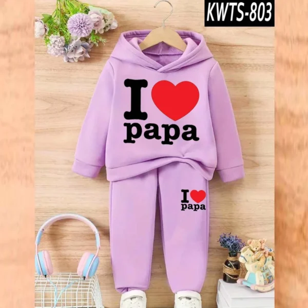 Trendy Shop  I love PAPA Kids Hoodie Style 2-Pcs Winter Track-Suit. KWTS-803 - Image 5