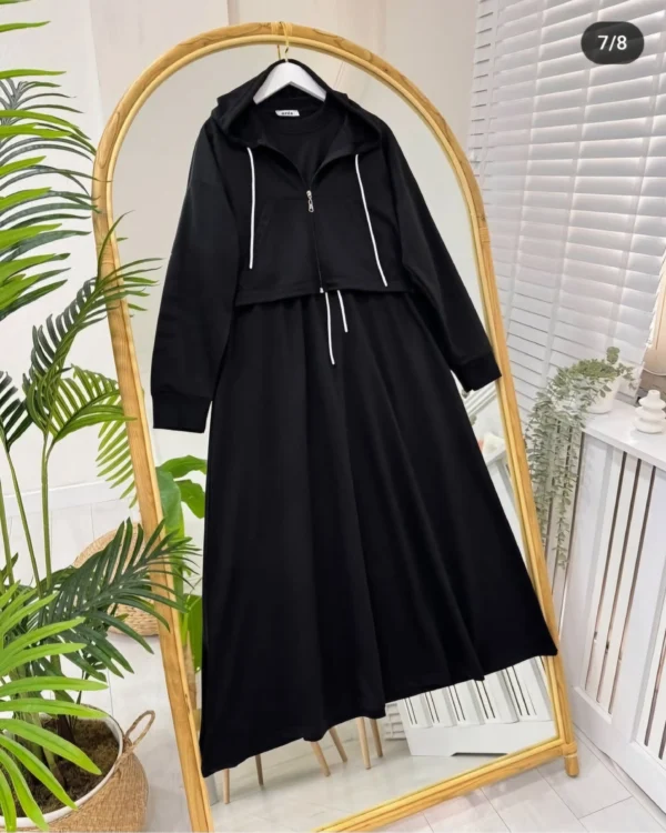 Sale Drop Shoulder Short Hooded Maxi Style 2-Pcs Winter Co-Ord Set. WWTS-16 - Image 2