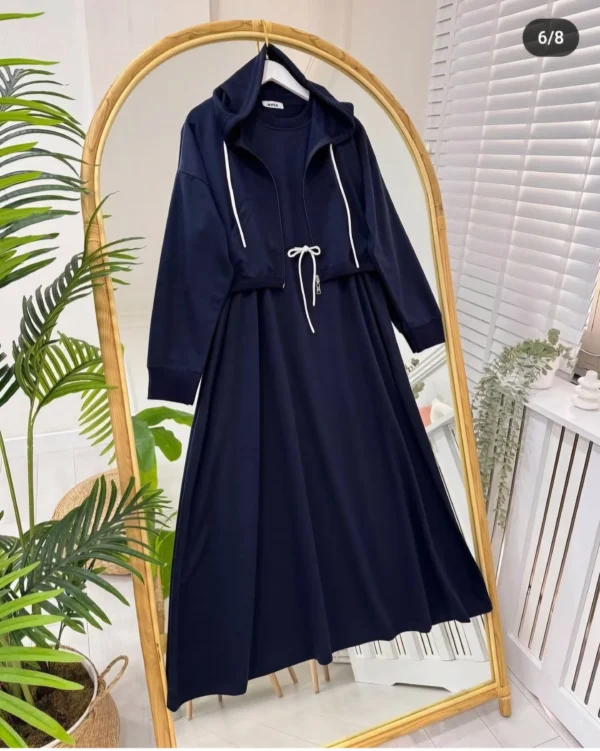 Sale Drop Shoulder Short Hooded Maxi Style 2-Pcs Winter Co-Ord Set. WWTS-16