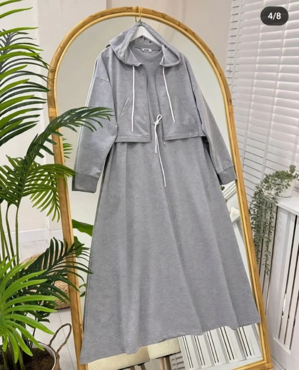 Sale Drop Shoulder Short Hooded Maxi Style 2-Pcs Winter Co-Ord Set. WWTS-16 - Image 3