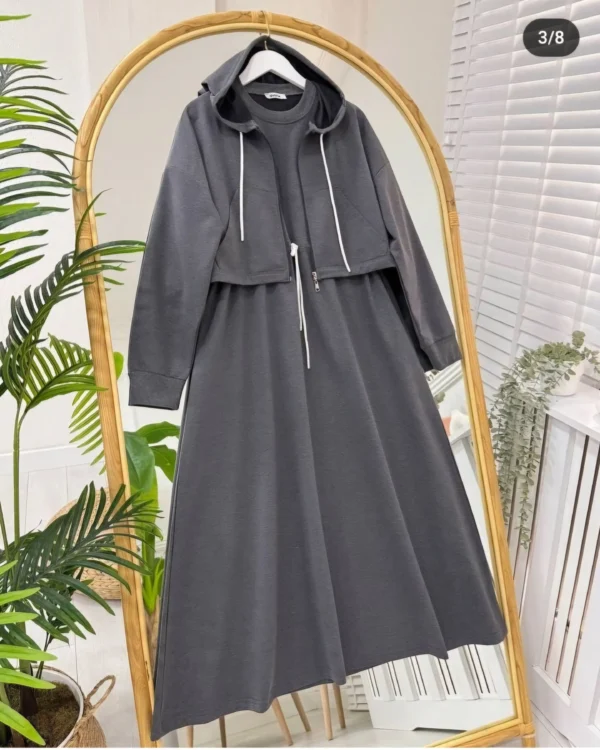 Sale Drop Shoulder Short Hooded Maxi Style 2-Pcs Winter Co-Ord Set. WWTS-16 - Image 4