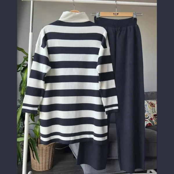 High Neck Stripe Printed Premium Quality Winter 2-Pcs Tracksuit For Her. WWTS-05 - Image 5