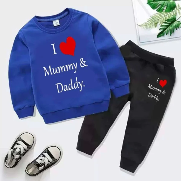 Trendy Shop Kids Printed I love Mummy and Daddy Sweat-Shirt Style Track-Suit.