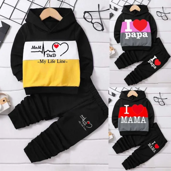 trendy Shop Bundle Of 3 Patch-Work Printed Hoodie Style Kids Track-Suit.