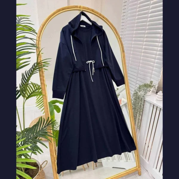 Trendy Drop Shoulder Short Hooded Maxi Style 2-Pcs Winter Co-Ord Set. WWTS-16 V2 - Image 3