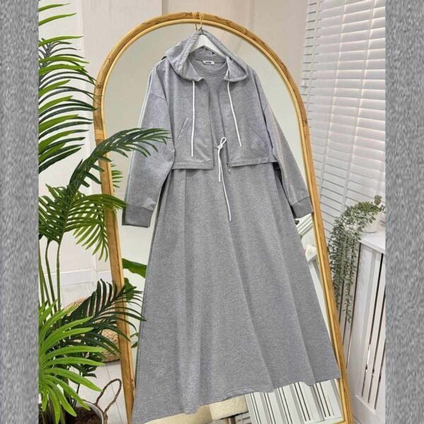 Trendy Drop Shoulder Short Hooded Maxi Style 2-Pcs Winter Co-Ord Set. WWTS-16 V2