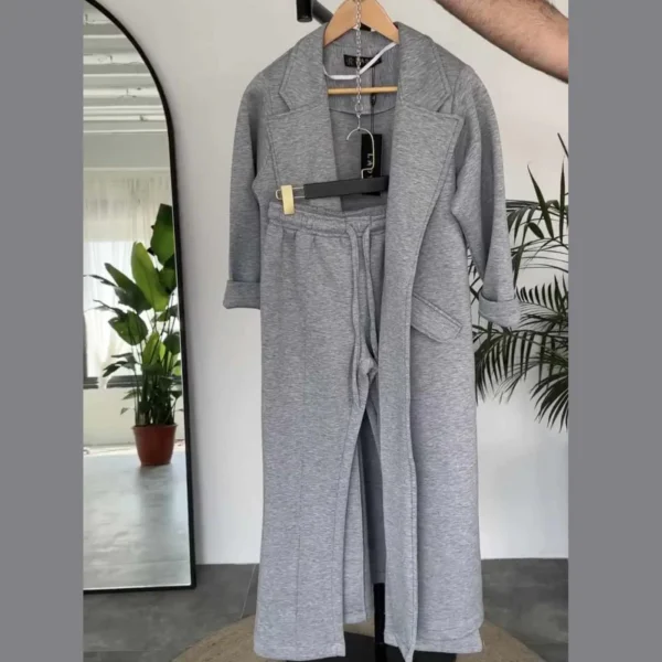 Long Trench Coat Style 2-Pcs Winter Co-Ord Set. WWTS-08 - Image 3