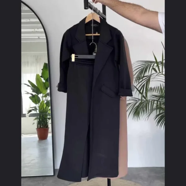 Long Trench Coat Style 2-Pcs Winter Co-Ord Set. WWTS-08 - Image 2