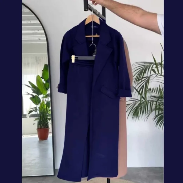Long Trench Coat Style 2-Pcs Winter Co-Ord Set. WWTS-08 - Image 6