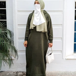 Trendy Green Hoodie Abaya