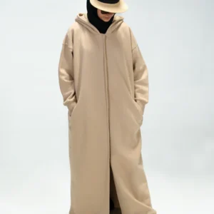 Trendy Beige Hoodie Abaya