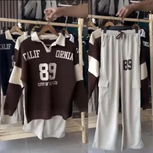 Trendy Cali-89 Collar Cargo Style 2-Pcs Winter Tracksuit For Her. WWTS-45