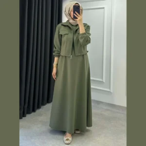 Trendy Drop Shoulder Short Jacket Maxi Style 2-Pcs Winter Co-Ord Set. WWTS-15