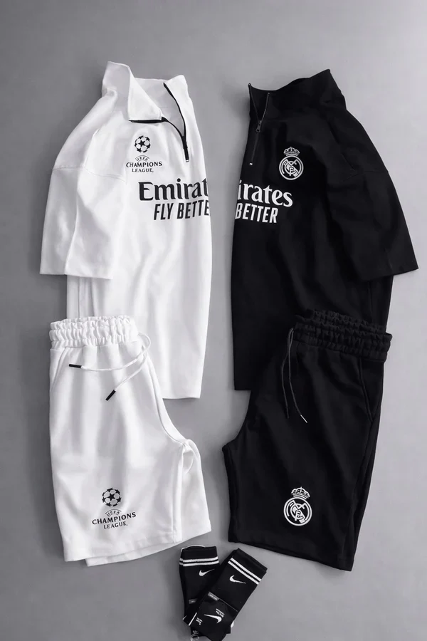 MENS FOOTBALL INSPIRED SET – SLIM FIT HALF ZIP & SHORTS MMSS-16