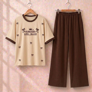 Island Bow Style Western 2-Pcs Summer Tracksuit For Her MWTS-29